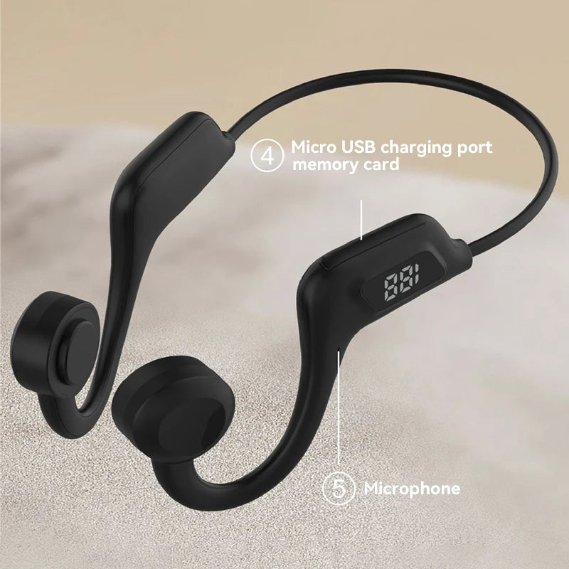 Bone Conduction Wireless Earphone Sport Swimming Bluetooth Compatible Headphone Hand-Free with Mic for Running Earbuds
