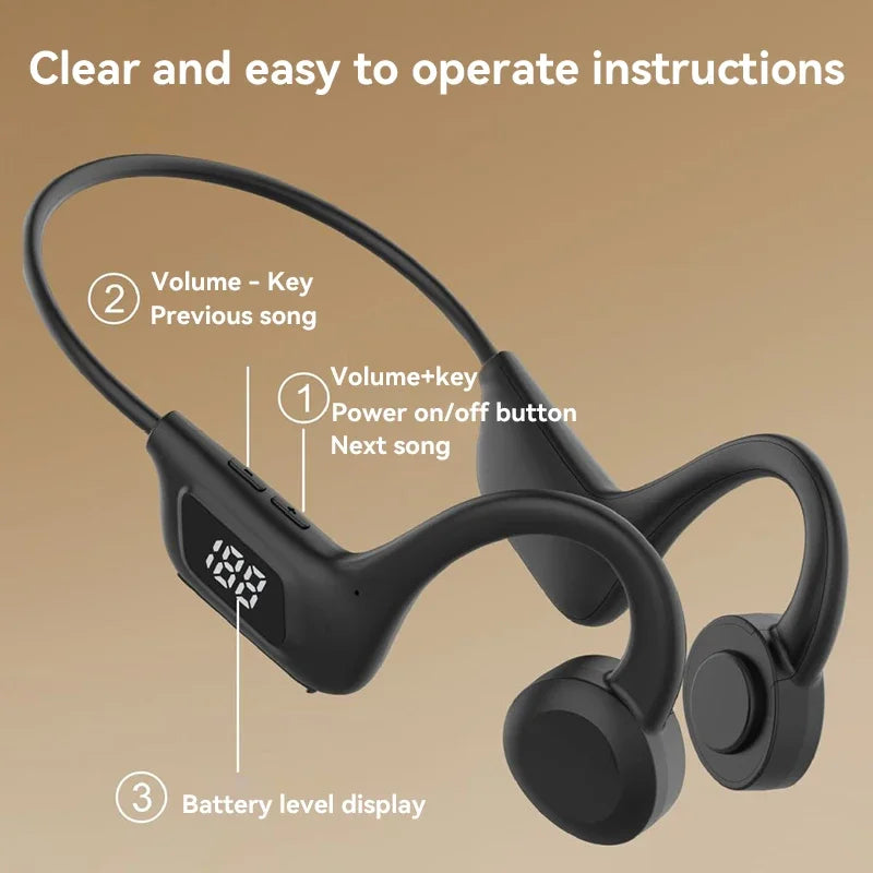 Bone Conduction Wireless Earphone Sport Swimming Bluetooth Compatible Headphone Hand-Free with Mic for Running Earbuds