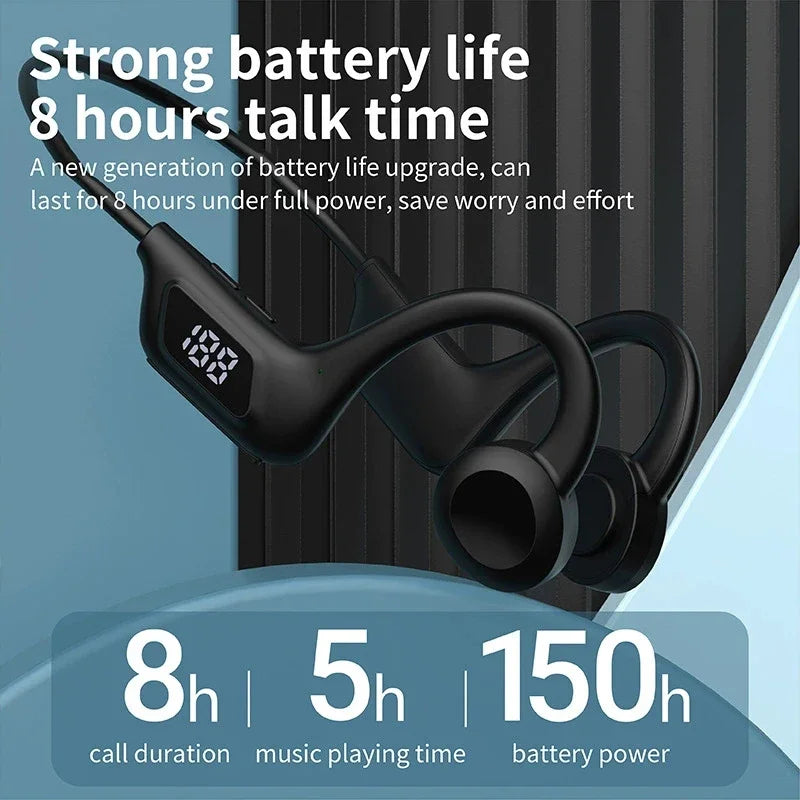 Bone Conduction Wireless Earphone Sport Swimming Bluetooth Compatible Headphone Hand-Free with Mic for Running Earbuds